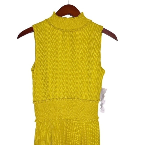 NANETTE LEPORE NWT Solid Pleated Smocked Sleeveless Midi Dress Size 2 - Picture 4 of 16